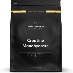 Protein Works - Creatine Monohydrate, Micronised Creatine Powder, 100% Purity, 200 Mesh Ultra Fine Creatine, Improves Performance, Strength & Power, Unflavoured, 166 Servings, 500g