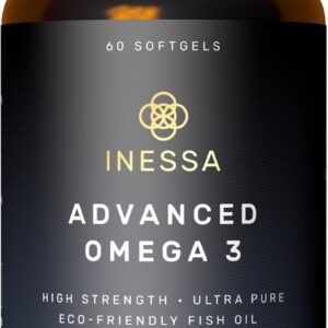 Omega 3 Fish Oil 1200mg (480mg EPA/360mg DHA per Capsule) High Strength, Ultra Pure, Eco Friendly 60 Capsules, 2 Months Supply. GMP & Friends of The Sea Certification