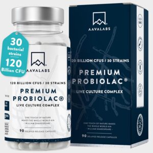 Bio Cultures Complex [ 120 Billion CFU ] 30x Bacterial Strains incl. Lactobacillus Acidophilus & Bifidobacterium per Serving - 90 Capsules - 3rd Party Tested