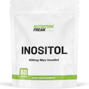Nutrition Freak Inositol 500mg - 60 Myo-Inositol Capsules, Supports Women with PCOS, Promotes Hormonal Balance & Normal Ovarian Function, Pure Inositol Formula, Easy-to-Swallow Capsules, No Additives