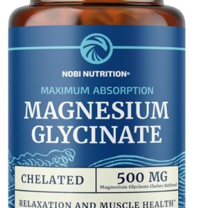 Magnesium Glycinate 500mg | Chelated for High Absorption | Muscle Relaxation, Bones, Heart, Nerve, Rest & Calm Support for Women & Men | Magnesium Chelate Supplement & Bisglycinate Complex | 120ct